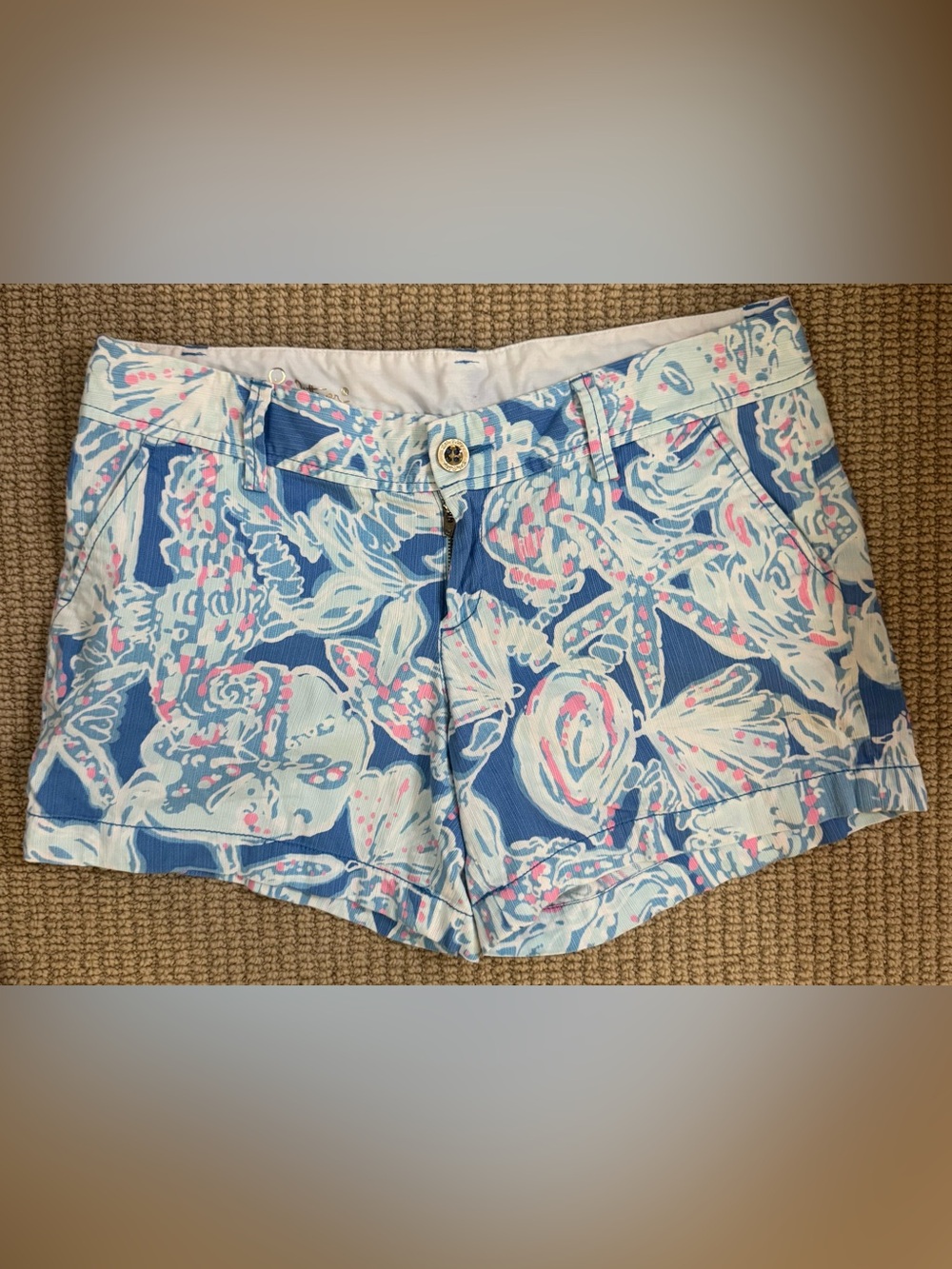 Lilly Pulitzer The Callahan Blue White and Pink Floral Cotton Shorts
